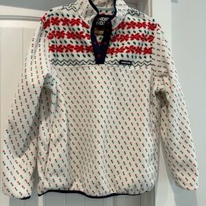 Lands' End Festive Fleece with Red and Green Accents